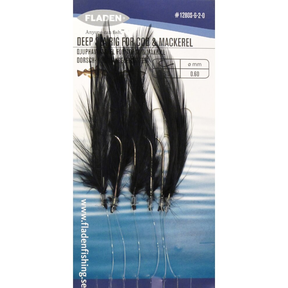 Black Feathers 6 Hook Size 2/0 #1280S-6-2-0 – Billy's Fishing Tackle