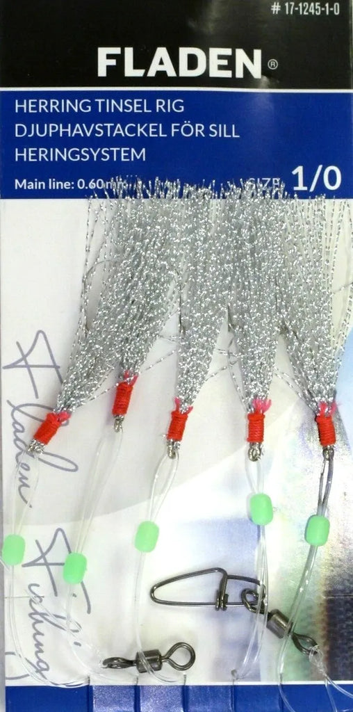 5 x Silver Herring Mackerel Tinsel Rig 5 Hook Size 1/0 Fishing Feather –  Billy's Fishing Tackle