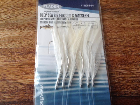 Fladen Deep Sea White Feather Rig For Cod And Mackerel #1280W-6-2-0 