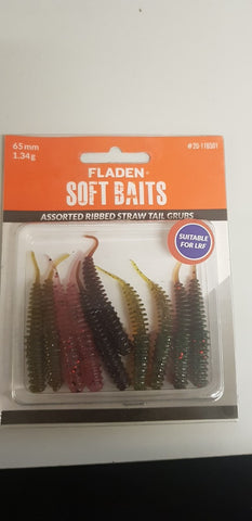Fladen Soft Baits Assorted Ribbed Straw Tail Grubs LRF Lures 