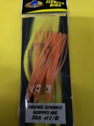5 x Tsunami Orange Sparkle Muppet Rig 7/0 